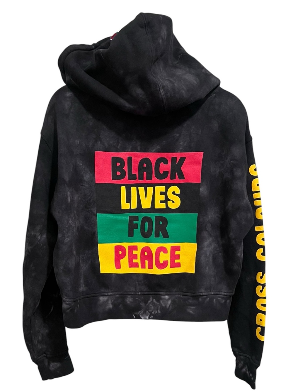 Cross Colours Black Lives For Peace Women's Cropped Hoodie Sweatshirt Size Small